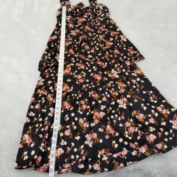 A.L.C Tiered Floral Maxi Tie Front Sleeveless Dress 4 - Picture 5 of 9